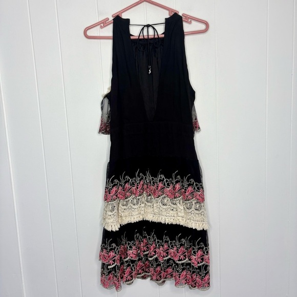Just Cavalli Black Embroidered Halterneck Dress Black Pink Lace Sz 44 Y2K Party - Picture 5 of 10
